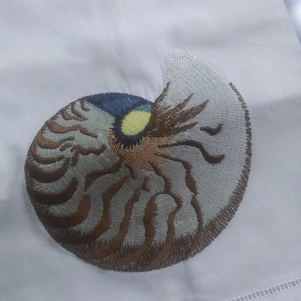 Nautilus Shell Embroidered Towel, NWT